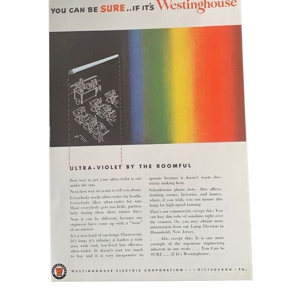 Vintage 1950 Westinghouse Ultra Violet by The Roomful Ad Advertisement - Picture 3 of 4